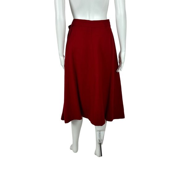 Vintage 70s Wool Skirt Women's Large Dark Red A-Line Flare High Waist - Picture 7 of 8